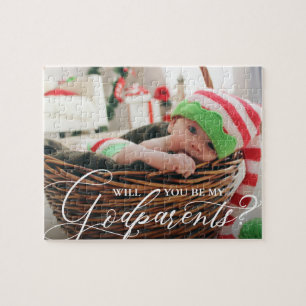 Elegant Godparents Photo Proposal Jigsaw Puzzle