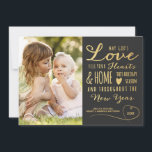 Elegant God's Love Gold Type Christmas Photo Black Holiday Card<br><div class="desc">This beautiful multiple photo holiday card features gold typography, which reads "May God's Love fill your Hearts and Home this Holiday Season and throughout the New Year." Dark grey background. One photo template on the front - three on the back. Modern, elegant, simple - a perfect greeting for family and...</div>