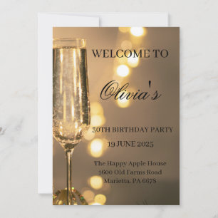 Elegant Gold 30th Birthday Invitation
