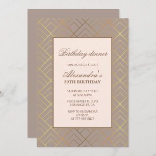 Elegant Gold 39th birthday Dinner invitations 