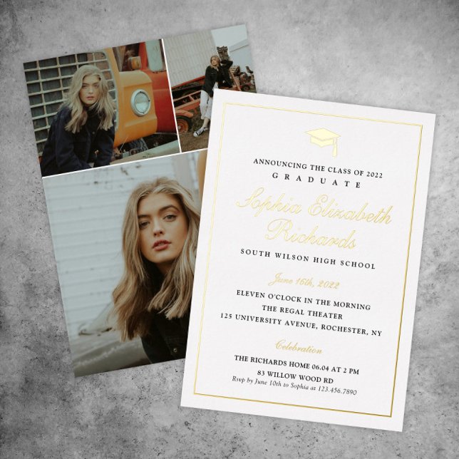 Elegant Gold 3 Photo Graduation (Creator Uploaded)