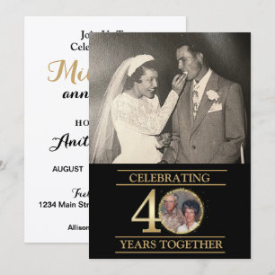 Elegant Gold 40th Anniversary Invitation Card