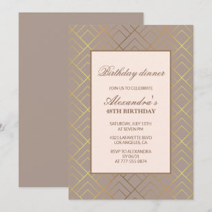 Elegant Gold 48th birthday Dinner invitations 
