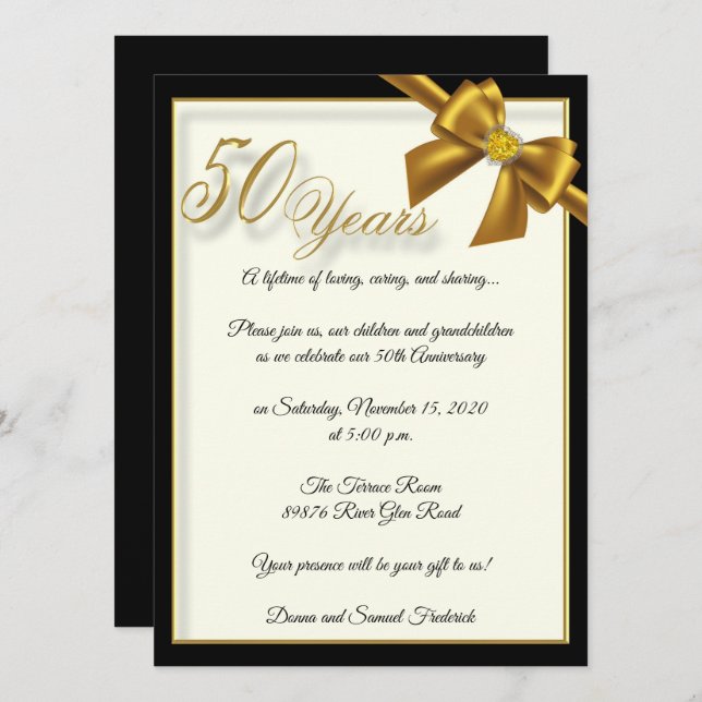 Elegant Gold 50th Anniversary Celebration Invitation (Front/Back)