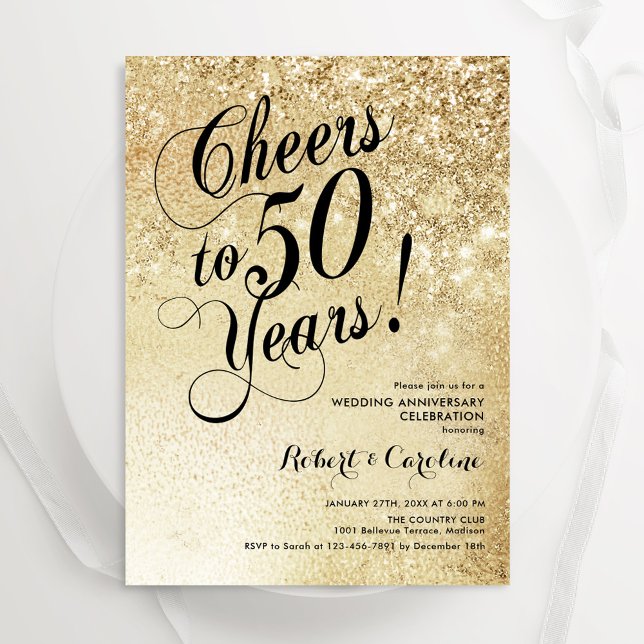 Elegant Gold 50th Anniversary Invitation (Creator Uploaded)