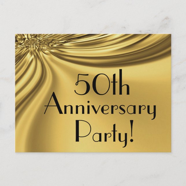 Elegant Gold 50th Anniversary Invitation Postcards (Front)