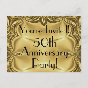 Elegant Gold 50th Anniversary Invitation Postcards