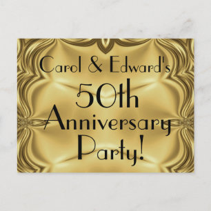 Elegant Gold 50th Anniversary Invitation Postcards