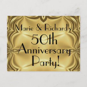Elegant Gold 50th Anniversary Invitation Postcards