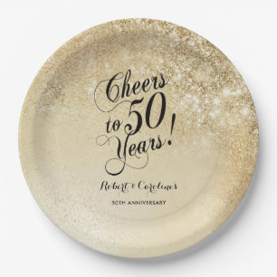 Elegant Gold 50th Anniversary Paper Plate