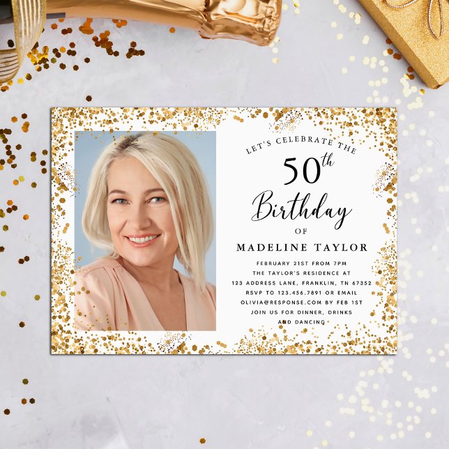 Elegant Gold 50th Birthday Invitation (Creator Uploaded)