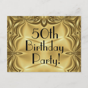 Elegant Gold 50th Birthday Invitation Postcards