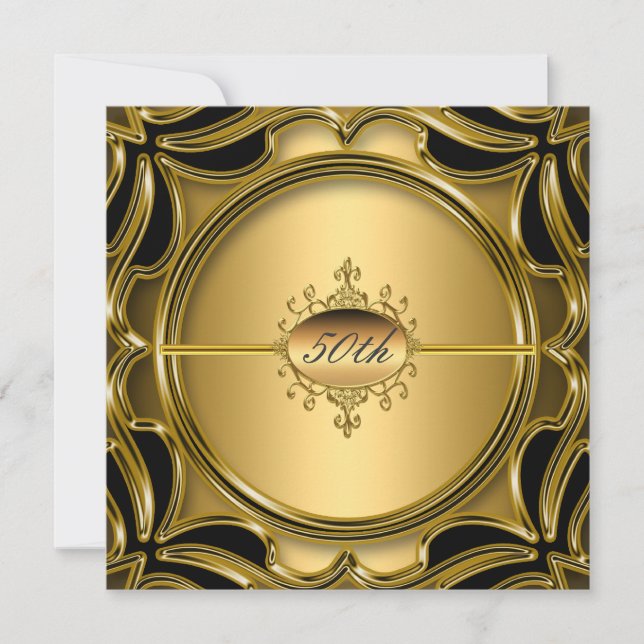 Elegant Gold 50th Birthday Party Anniversary Gold Invitation (Front)