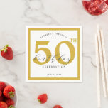 Elegant Gold 50th Birthday Party paper Napkins<br><div class="desc">Add a chic custom touch to your birthday celebration. This simple design features a gold border that frames the big 50th, it is completely customisable to adapt to any age, in addition, this template has four lines of text for you to personalise. If you need help or different colour please...</div>