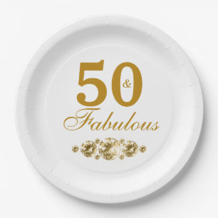 Elegant Gold 50th Birthday Party Paper Plate