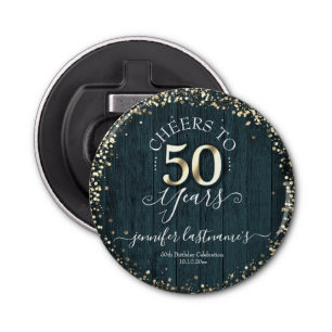 Elegant Gold 50th Birthday Script Bottle Opener