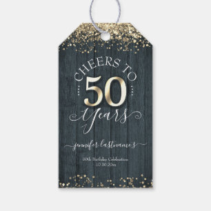 Elegant Gold 50th Birthday Script Gift Tags