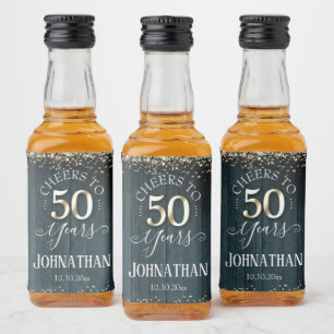 Elegant Gold 50th Birthday Script Liquor Bottle Label