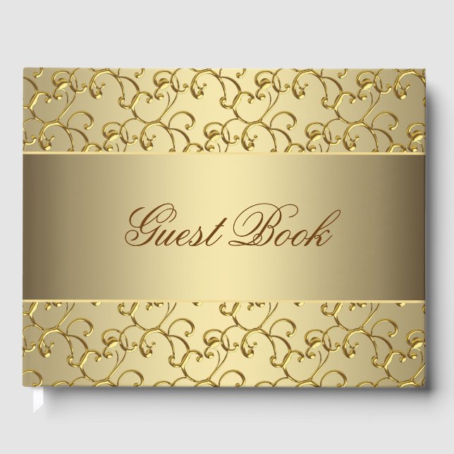 Elegant Gold 50th Wedding Anniversary Guest Book (Front)