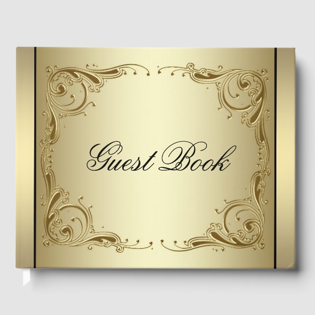 Elegant Gold 50th Wedding Anniversary Guest Book (Front)