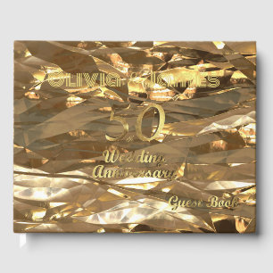 Elegant Gold 50th Wedding Anniversary Guest Book