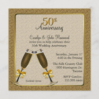 Elegant Gold 50th Wedding Anniversary Invitation