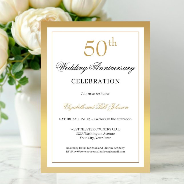 Elegant Gold 50th Wedding Anniversary Invitation (Creator Uploaded)