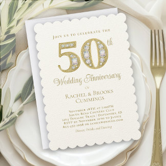 Elegant Gold 50th Wedding Anniversary Invitation