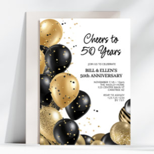 Elegant Gold 50th Wedding Anniversary Invitation