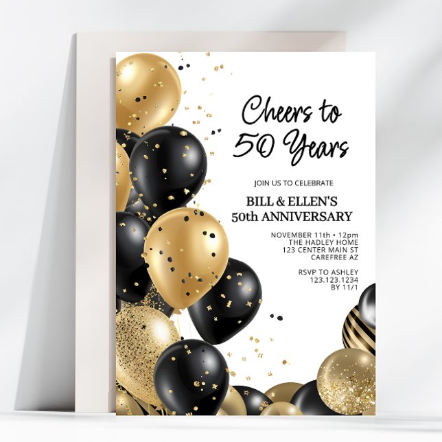 Elegant Gold 50th Wedding Anniversary Invitation (Creator Uploaded)