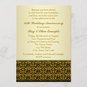 Elegant Gold 50th Wedding Anniversary Invitations