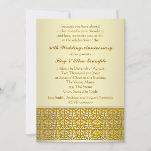 Elegant Gold 50th Wedding Anniversary Invitations