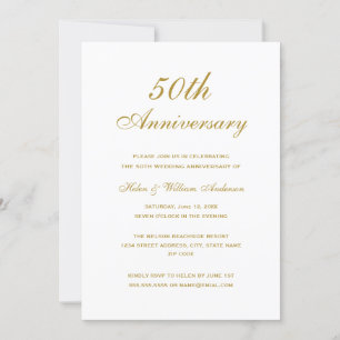 Elegant Gold 50th Wedding Anniversary Invite