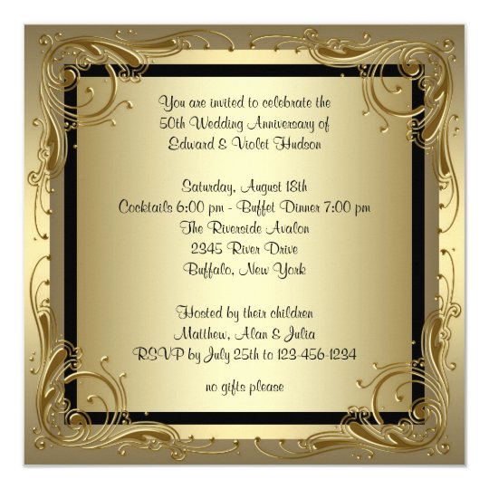 elegant gold 50th wedding anniversary party invitation zazzle co uk