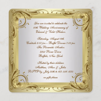 Elegant Gold 50th Wedding Anniversary Party Invitation