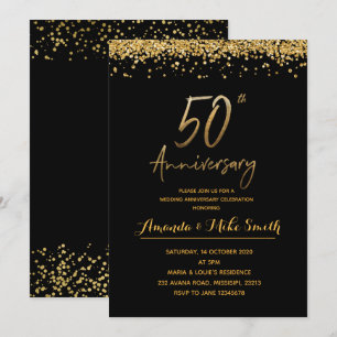 Elegant Gold 50th Wedding Anniversary Party Invite