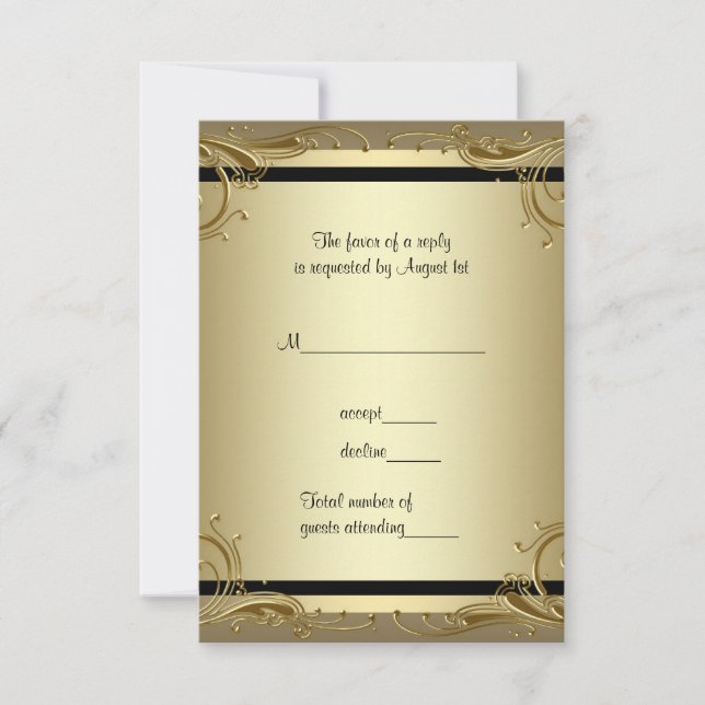 Elegant Gold 50th Wedding Anniversary Party RSVP Card (Front)