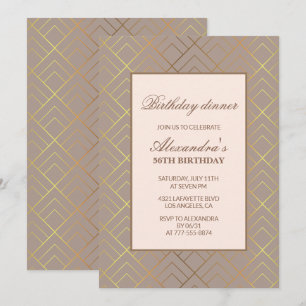 Elegant Gold 56th birthday invitations Dinner 