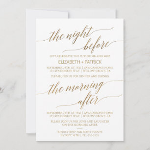 Elegant Gold 5x7 Rehearsal Dinner & Morning Brunch Invitation