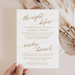 Elegant Gold 5x7" Rehearsal Dinner & Sunday Brunch Invitation
