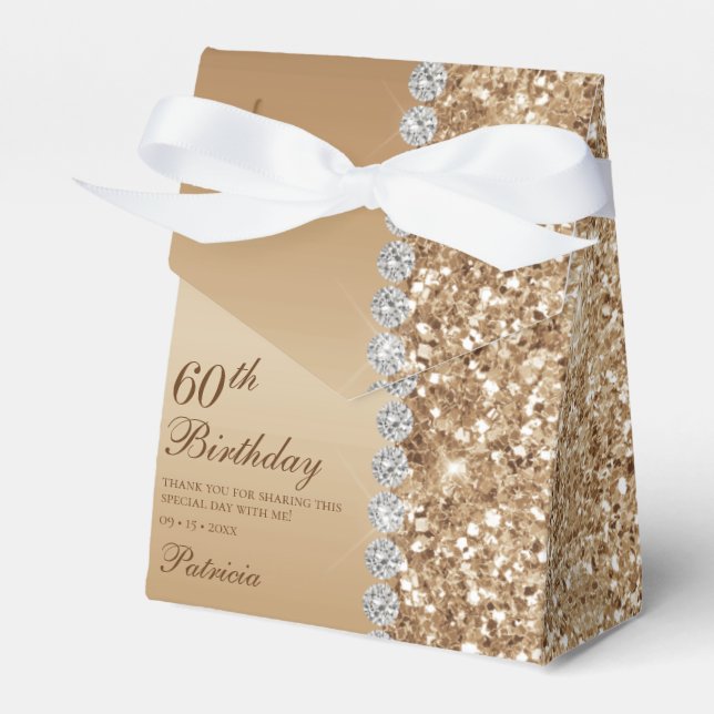 Elegant Gold 60th Birthday Favour Box (Front Side)
