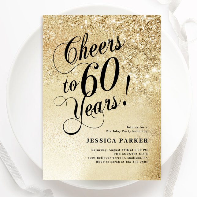 Elegant Gold 60th Birthday Invitation (Creator Uploaded)