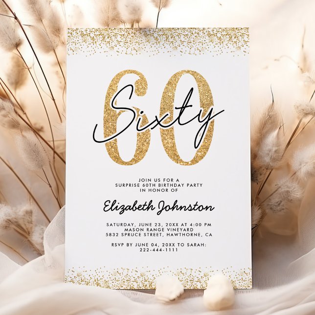 Elegant Gold 60th Birthday Party Invitation (Creator Uploaded)