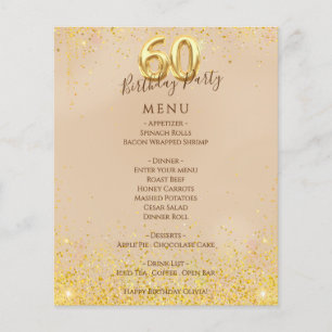 Elegant Gold 60th Birthday Party Menu