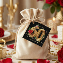 Elegant Gold 60th Birthday Red Pink Rose Black