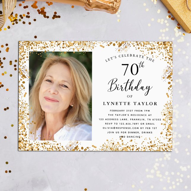 Elegant Gold 70th Birthday Invitation (Creator Uploaded)