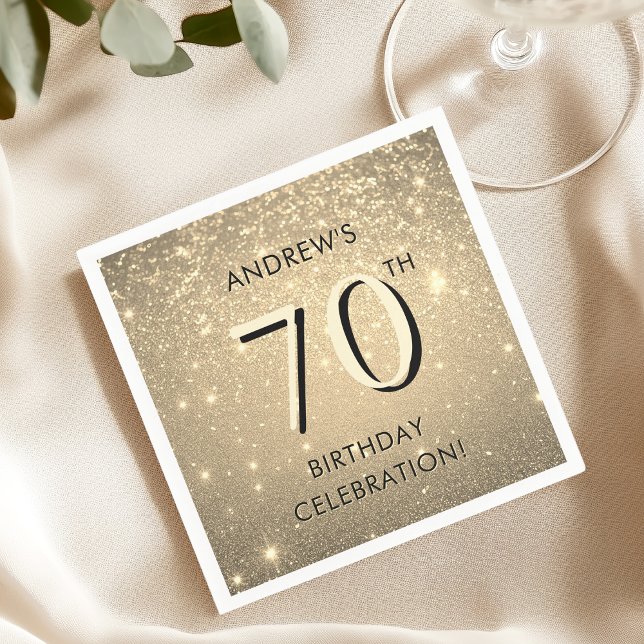 Elegant Gold 70th Birthday  Napkin (Creator Uploaded)