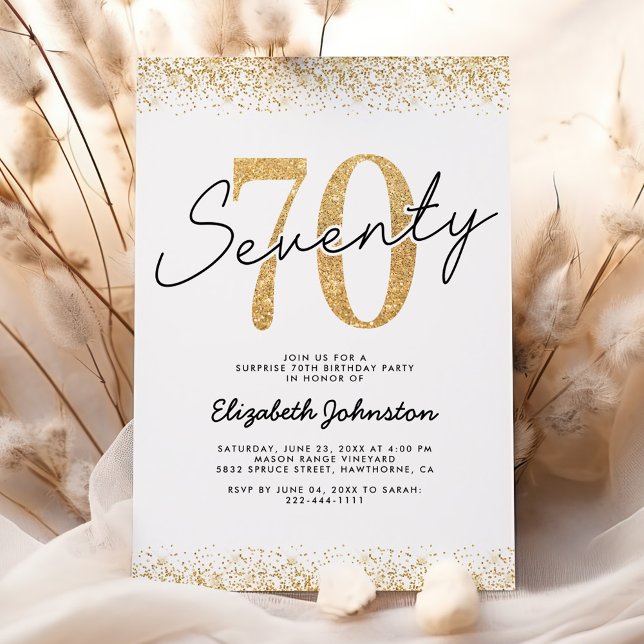 Elegant Gold 70th Birthday Party Invitation (Creator Uploaded)