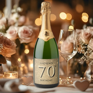 Elegant Gold 70th Birthday  Sparkling Wine Label