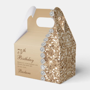 Elegant Gold 75th Birthday Favour Box